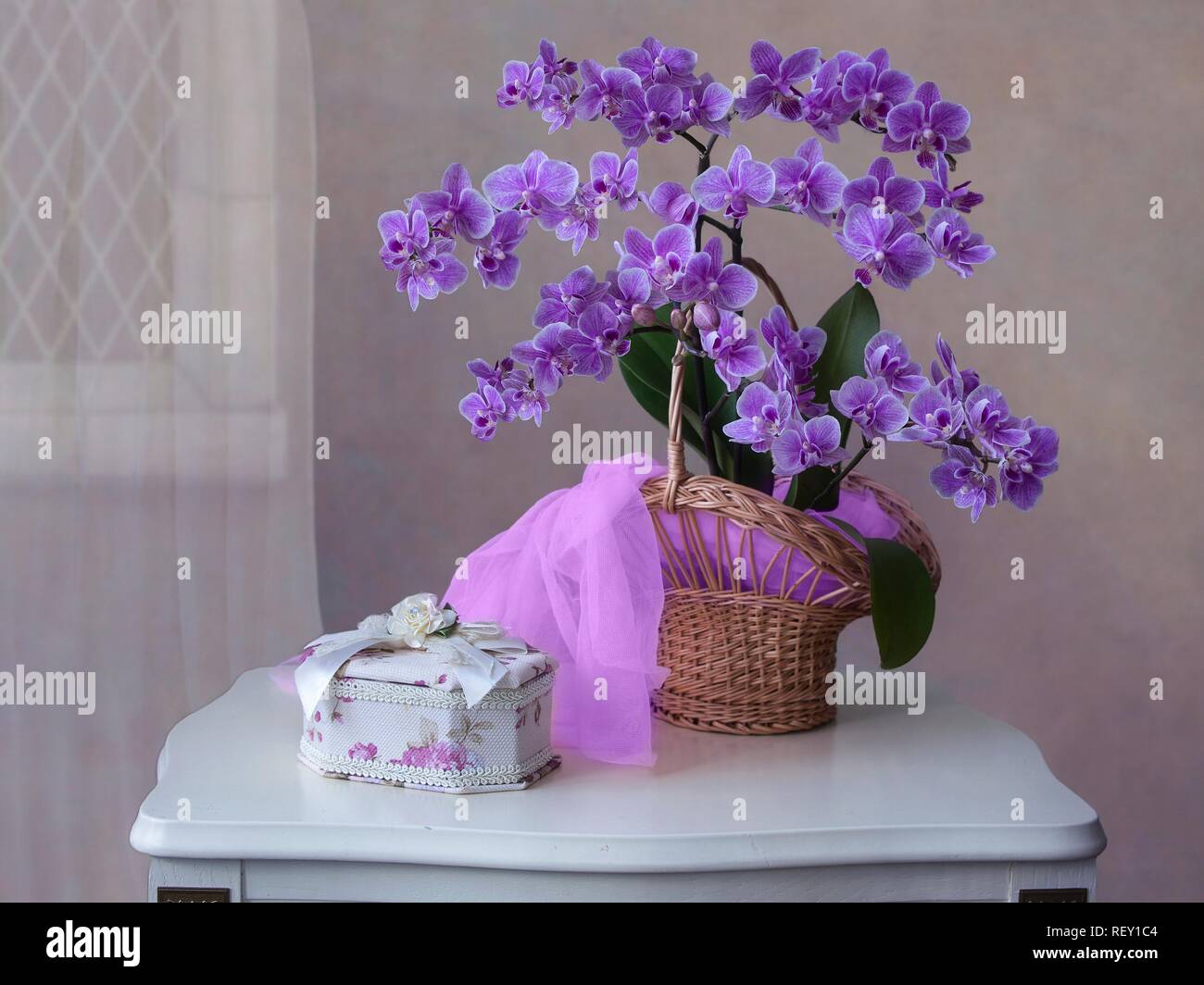 still life with bouquet of flowers Stock Photo - Alamy