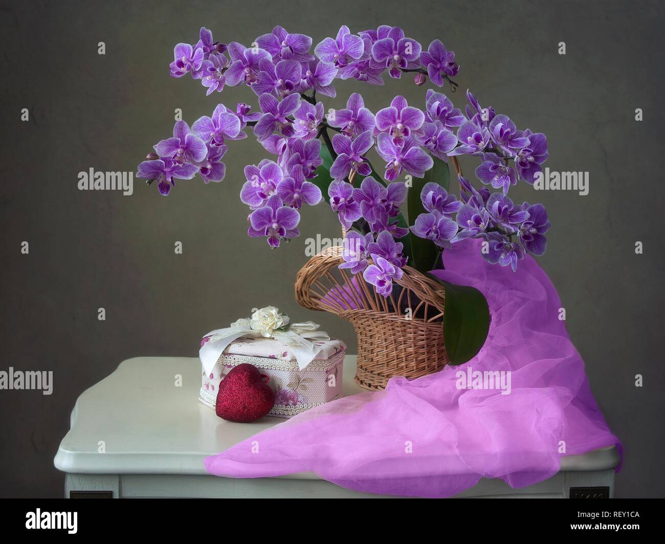 still life with bouquet of flowers Stock Photo - Alamy
