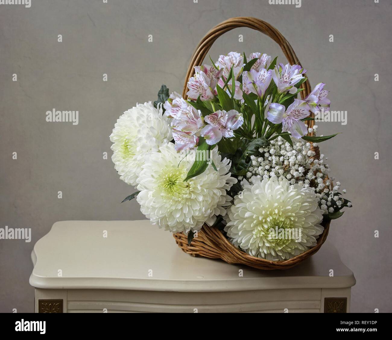 still life with bouquet of flowers Stock Photo - Alamy