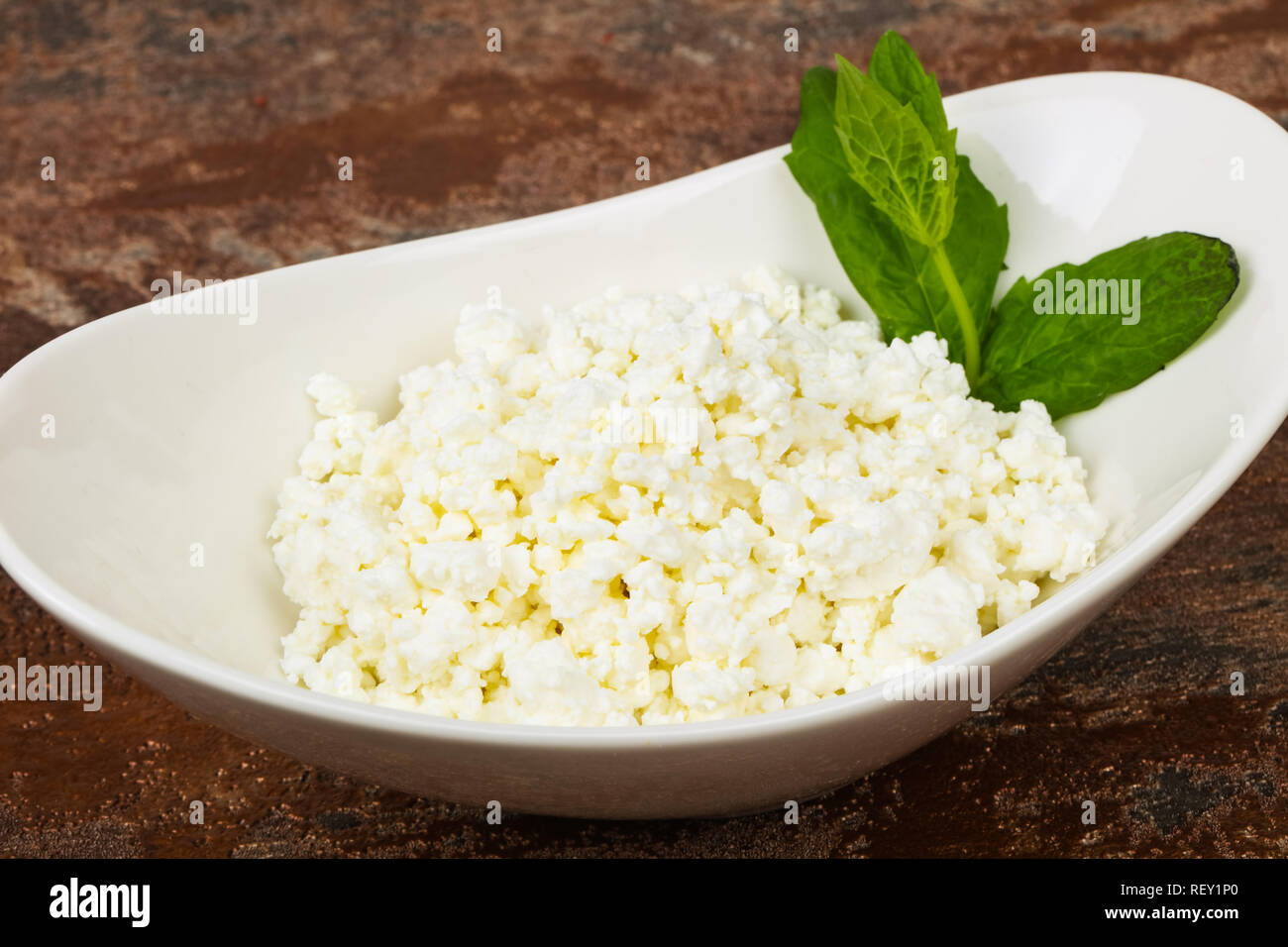 Natural Cottage Cheese Served Mint Leaves Stock Photo 232934072