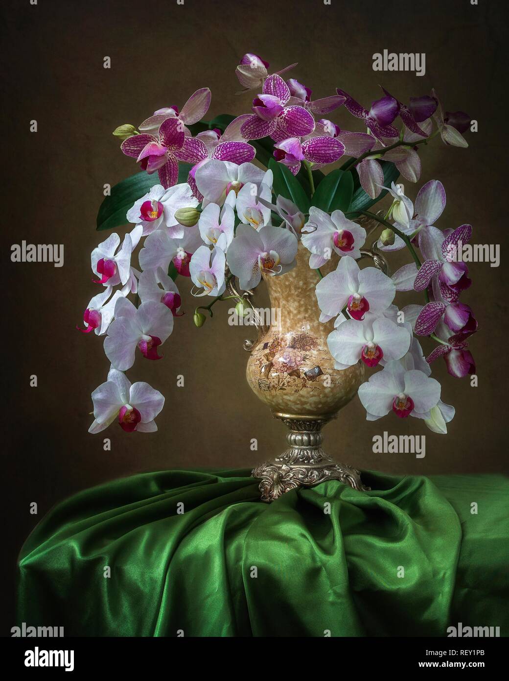 still life with bouquet of flowers Stock Photo - Alamy