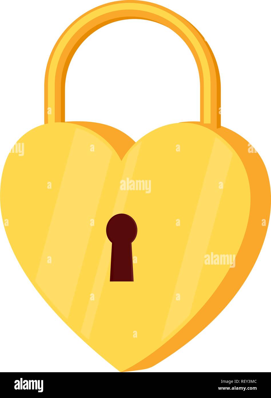 Cartoon golden heart padlock Stock Vector