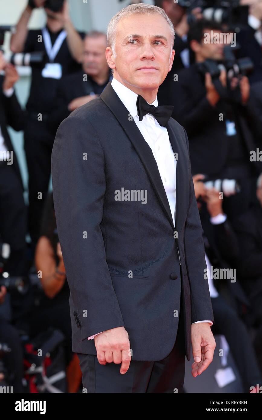 VENICE, ITALY – AUG 29, 2018: Christoph Waltz walks the red carpet ahead of the 'First Man' screening at the Venice Film Festival (Ph: Mickael Chavet) Stock Photo