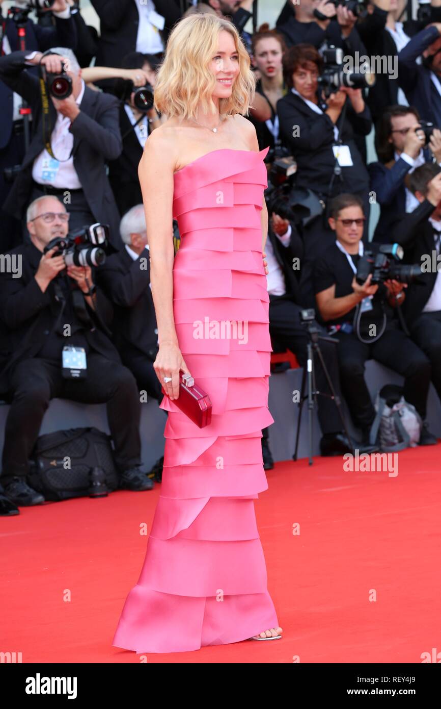 VENICE, ITALY – AUG 29, 2018: Naomi Watts walks the red carpet ahead of the 'First Man' screening at the Venice Film Festival (Ph: Mickael Chavet) Stock Photo