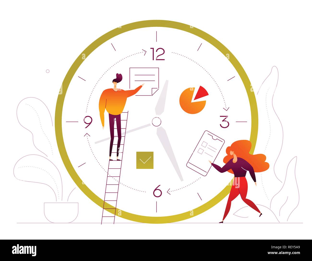 Time management - flat design style colorful illustration Stock Vector ...