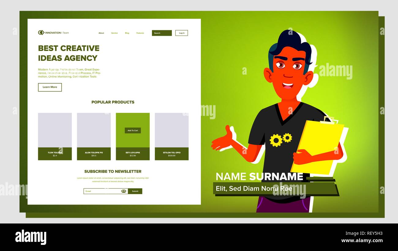 Self Presentation Vector. Indian Male. Introduce Yourself Or Your