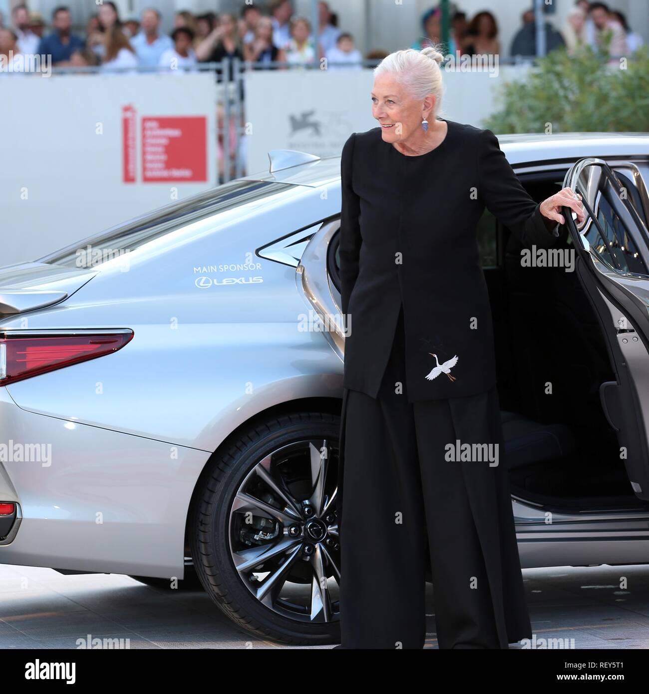 VENICE,ITALY – AUG 29, 2018: Vanessa Redgrave walks the red carpet ahead of the 'First Man' screening at the Venice Film Festival (Ph: Mickael Chavet) Stock Photo