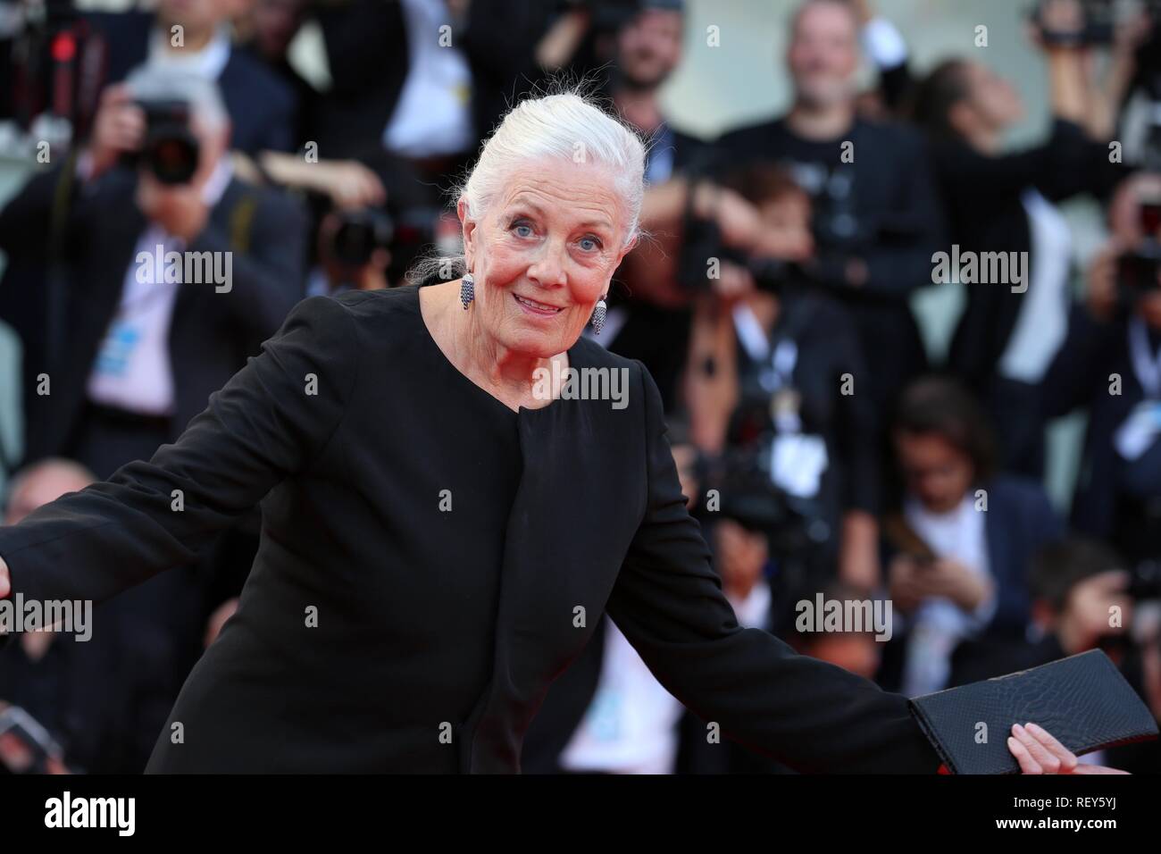 VENICE,ITALY – AUG 29, 2018: Vanessa Redgrave walks the red carpet ahead of the 'First Man' screening at the Venice Film Festival (Ph: Mickael Chavet) Stock Photo