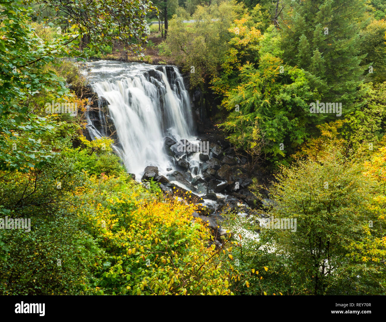 Waterfall in Aros River on the Isle of Mull, Scotland Stock Photo