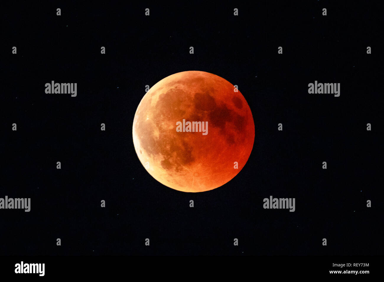 Moon eclipse in full moon and super moon by night. Total Lunar eclipse