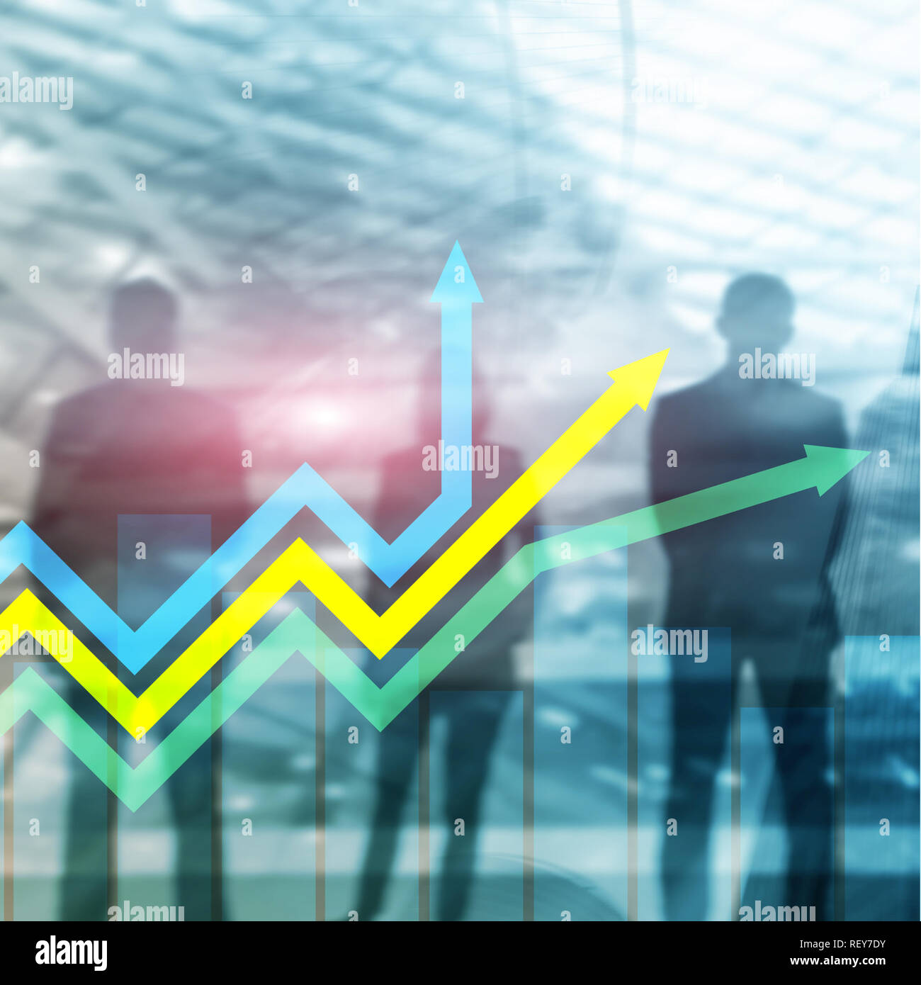 Financial growth arrows graph. Investment and trading concept Stock Photo