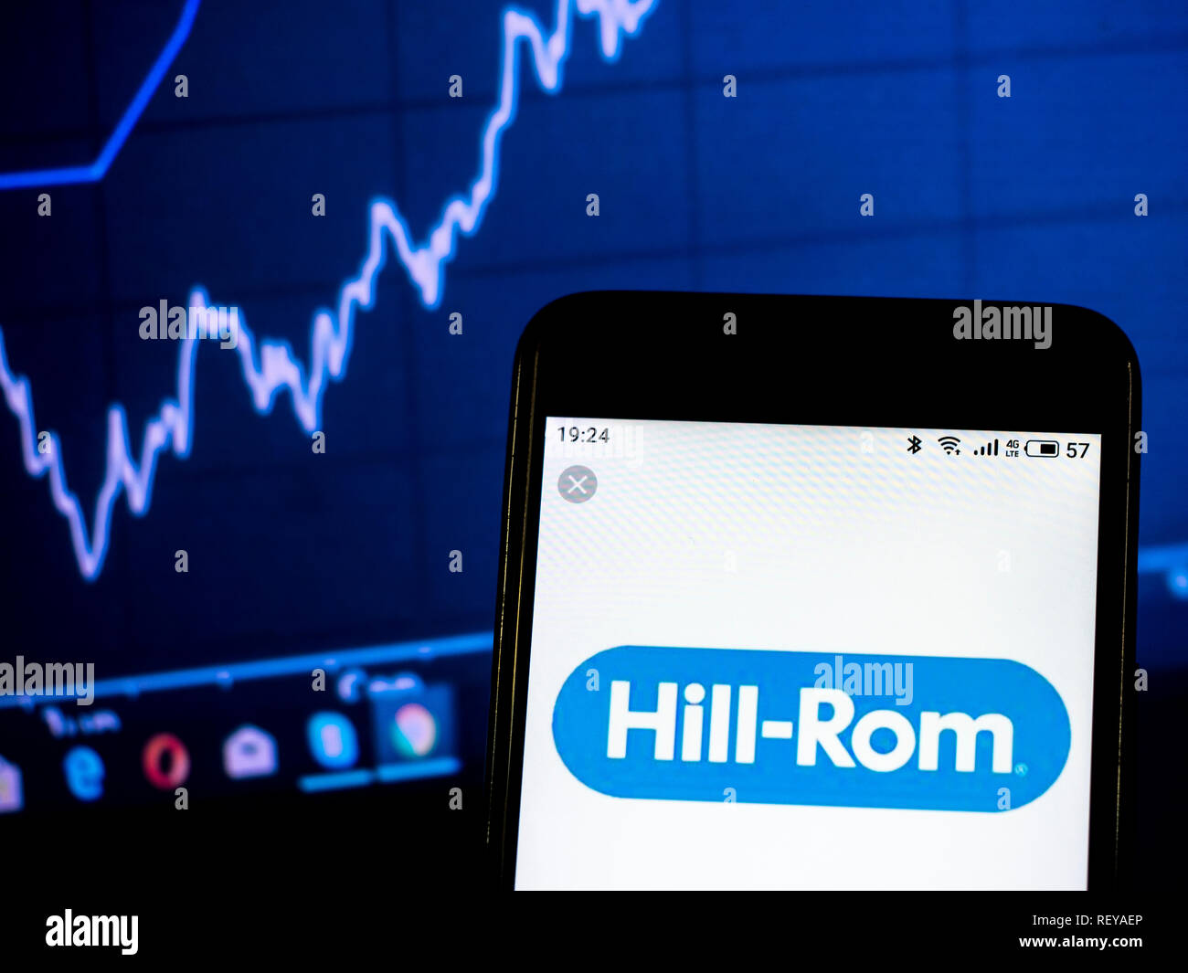 HillRom Holdings, Inc. logo seen displayed on smart phone Stock Photo