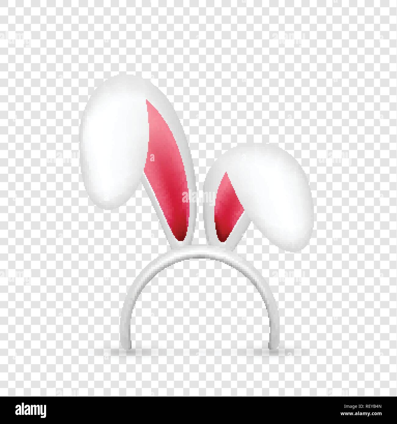 Easter bunny ears. Pink and white mask with rabbit ear. Spring seasonal ...