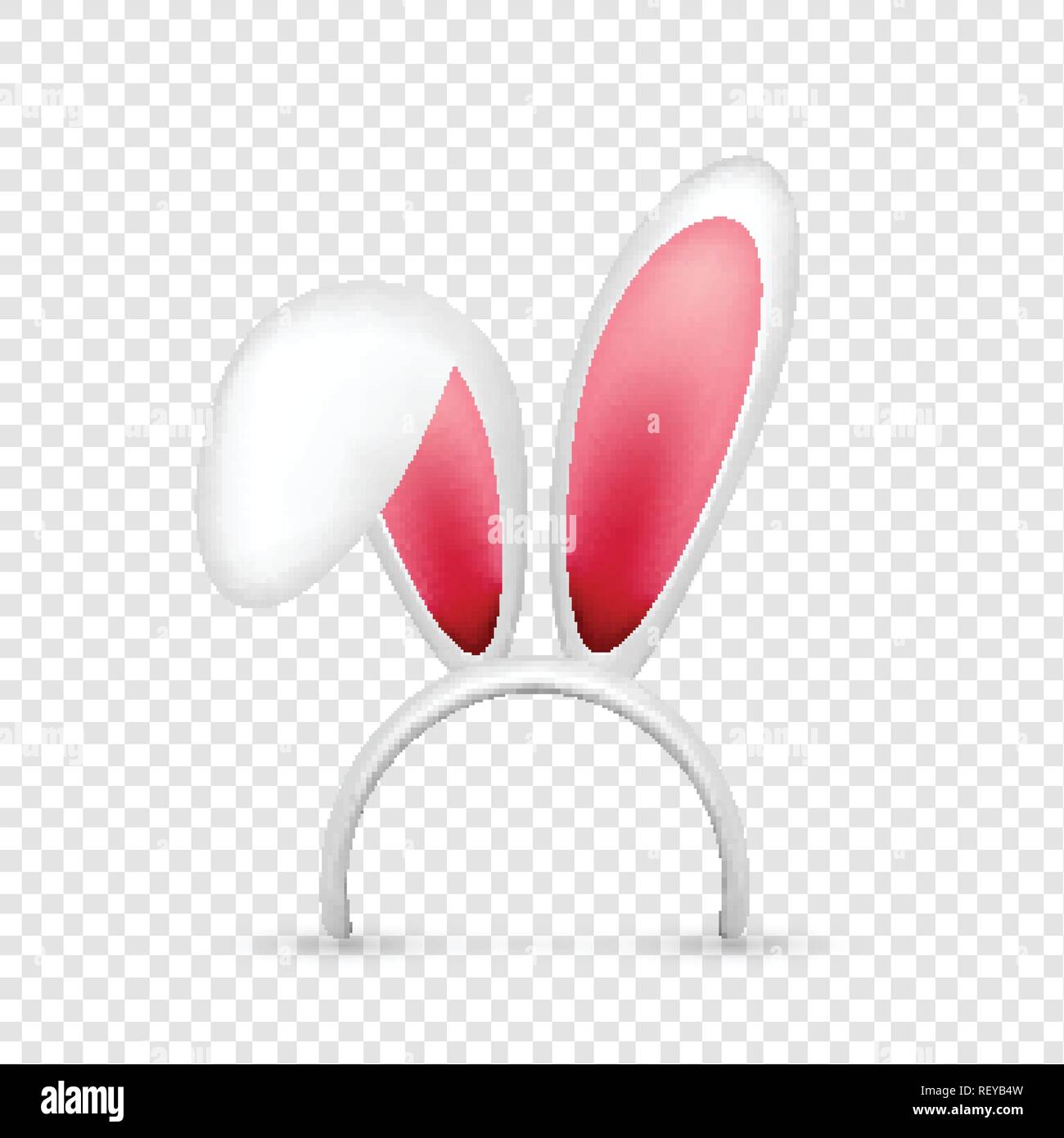 Easter bunny ears. Pink and white mask with rabbit ear. Spring seasonal