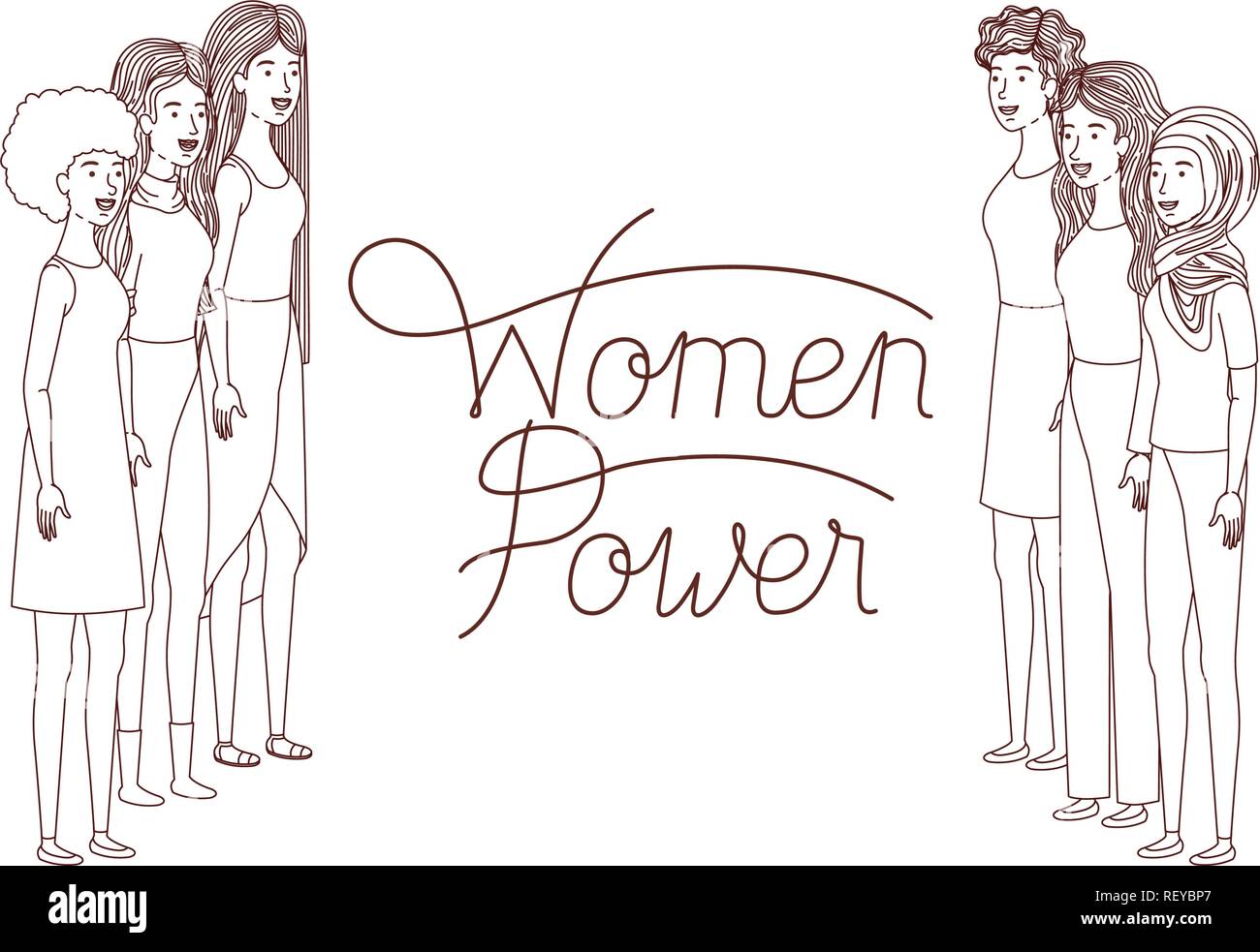 women with label women power avatar character Stock Vector Image & Art ...