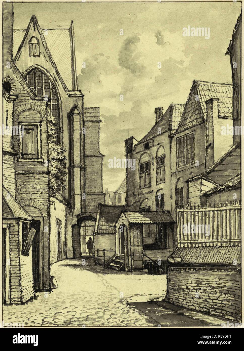 The St. Janskerk or Grote Kerk in Gouda. Draughtsman: Gerrit Lamberts.  Dating: 1786 - 1850. Measurements: h 294 mm × w 218 mm. Museum:  Rijksmuseum, Amsterdam Stock Photo - Alamy
