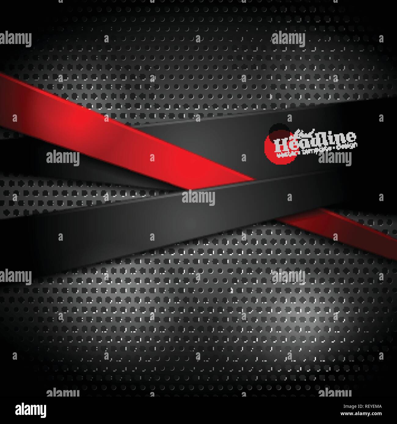 Abstract stripes on dark perforated metallic texture vector background Stock Vector