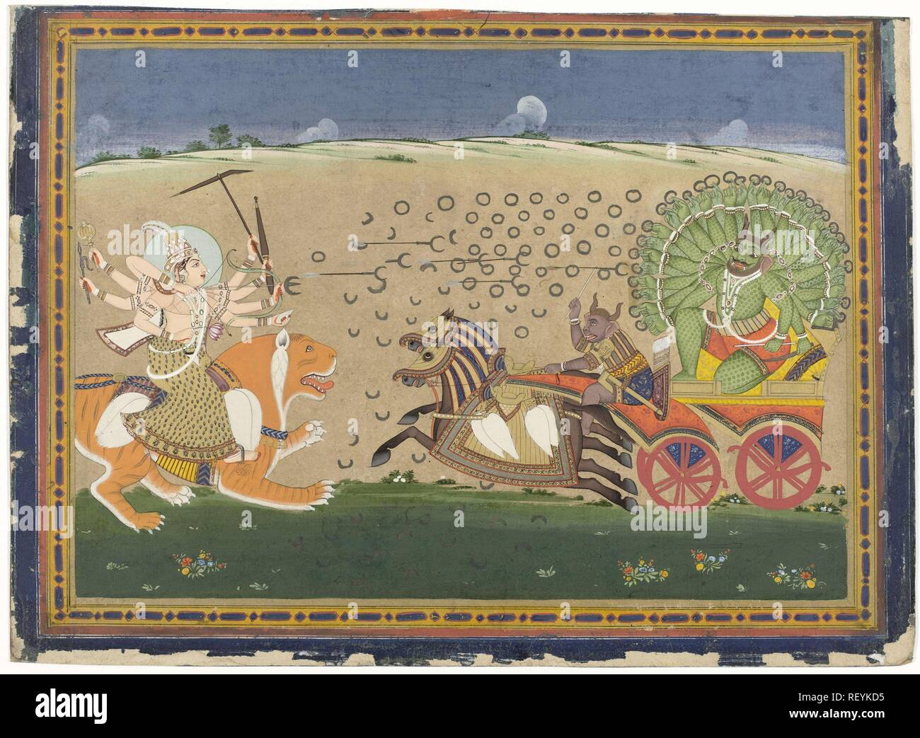 Fight Between Durga And Nicumba Draughtsman Anonymous Dating 1770 1790 Place Guler Measurements H 286 Mm W 407 Mm H 252 Mm W 352 Mm Museum Rijksmuseum Amsterdam Stock Photo Alamy