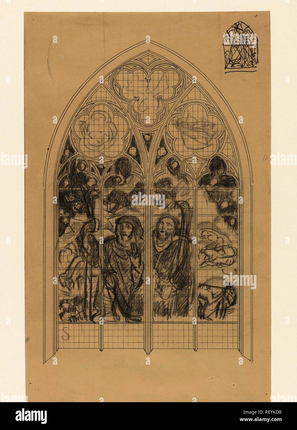 Design for a window in the Frederik van Sierck chapel in the Dom in Utrecht: the proclamation to the shepherds. Draughtsman: Richard Roland Holst. Dating: 1878 - 1938. Measurements: h 445 mm × w 275 mm. Museum: Rijksmuseum, Amsterdam. Stock Photo
