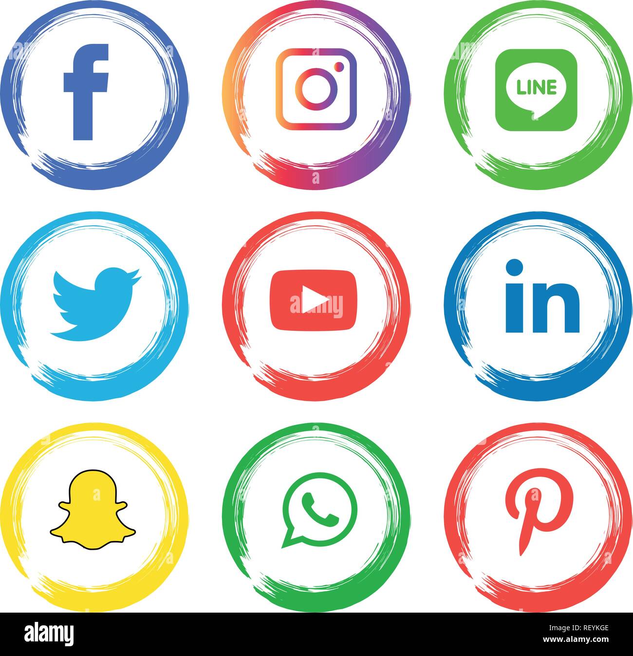 Social Media Icons Set Logo Vector Illustrator Facebook Instagram Twitter Whatsapp Google Plus Google Pinterest Linkedin Vector Black White Stock Vector Image Art Alamy