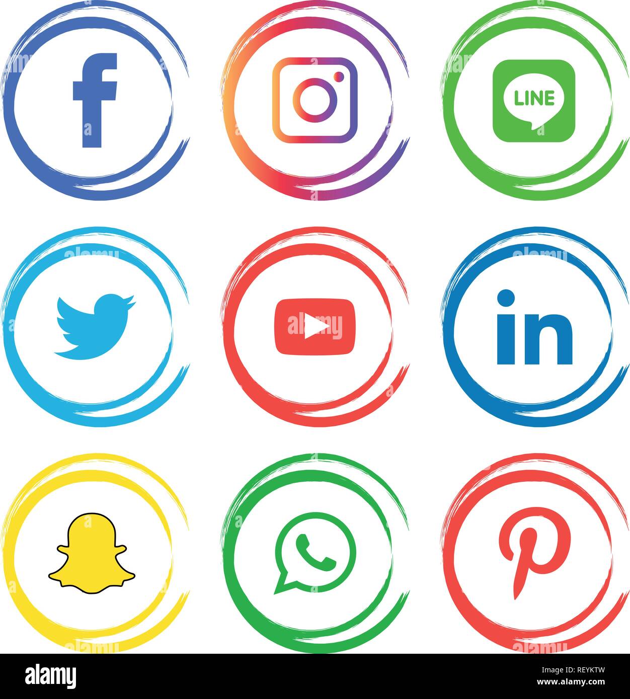 Social Media Icons Set Logo Vector Illustrator Facebook Instagram Twitter Whatsapp Google Plus Google Pinterest Linkedin Vector Black White Stock Vector Image Art Alamy