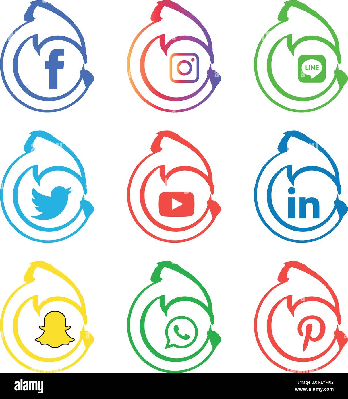 Social Media Icons Set Logo Vector Illustrator Facebook Instagram Twitter Whatsapp Google Plus Google Pinterest Linkedin Vector Black White Stock Vector Image Art Alamy