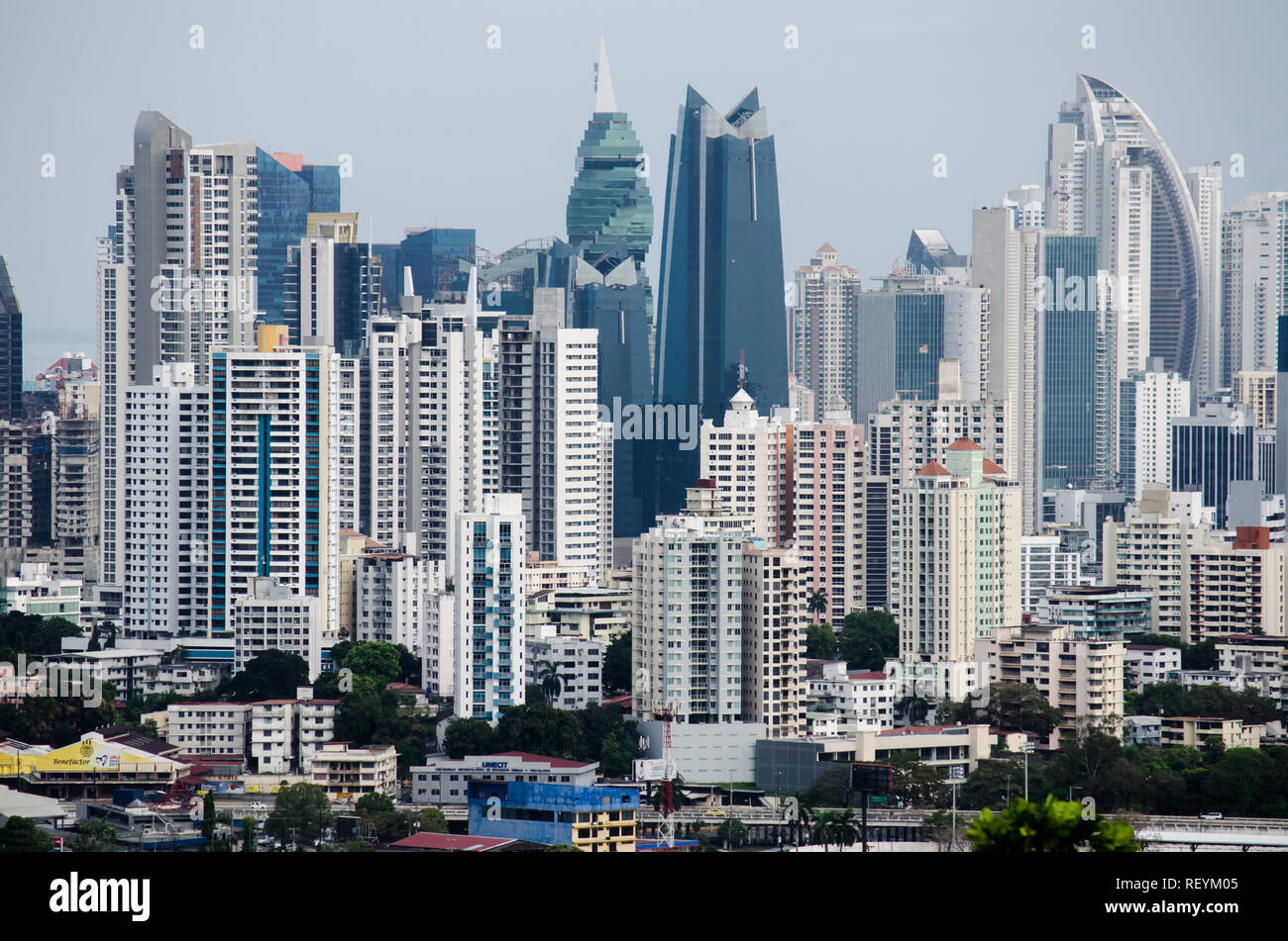 Panama City skyline as seen from Metropolitan National Park Stock Photo