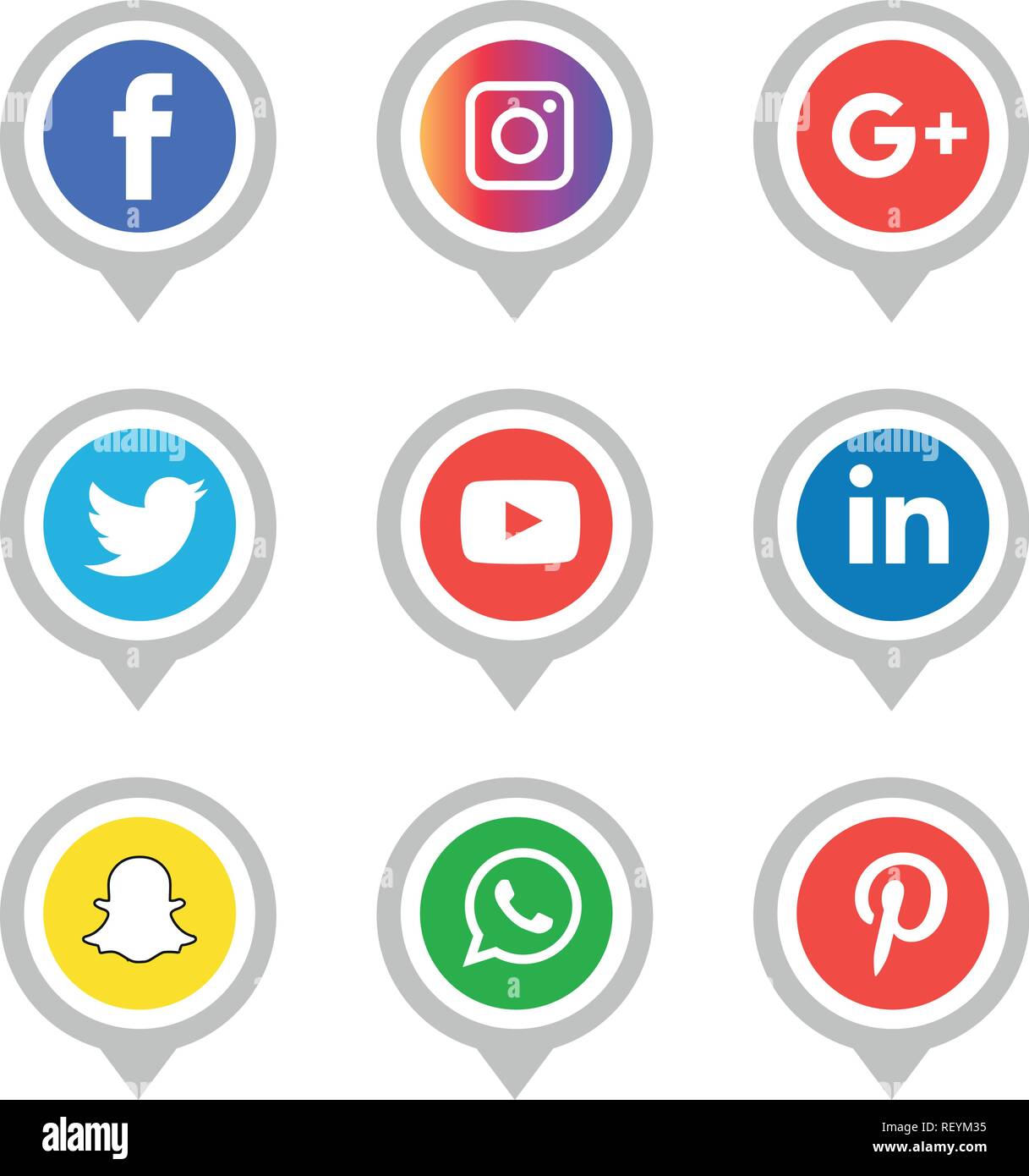 Social Media Icons Set Logo Vector Illustrator Facebook Instagram Twitter Whatsapp Google Plus Google Pinterest Linkedin Vector Black White Stock Vector Image Art Alamy