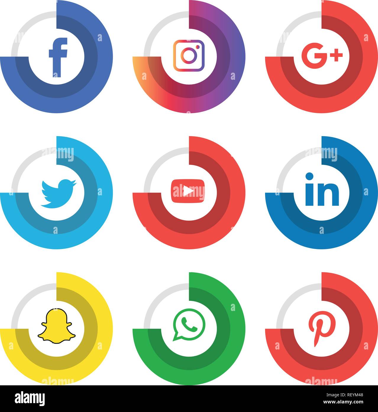 Social Media Icons Set Logo Vector Illustrator Facebook Instagram Twitter Whatsapp Google Plus Google Pinterest Linkedin Vector Black White Stock Vector Image Art Alamy