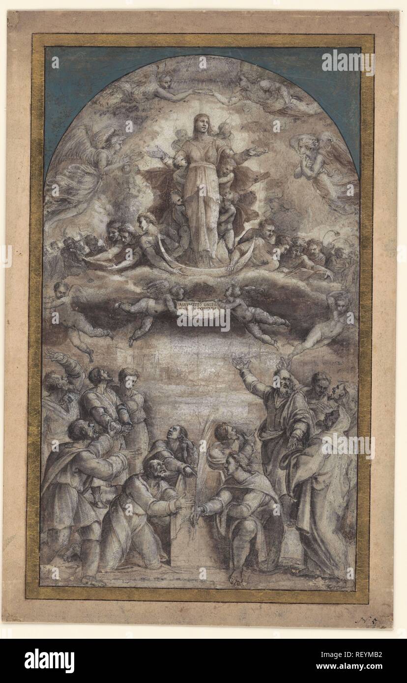 Ascension of Mary. Draughtsman: Sebastiano del Piombo. Dating: 1500 - 1547. Measurements: h 454 mm × w 270 mm. Museum: Rijksmuseum, Amsterdam. Stock Photo