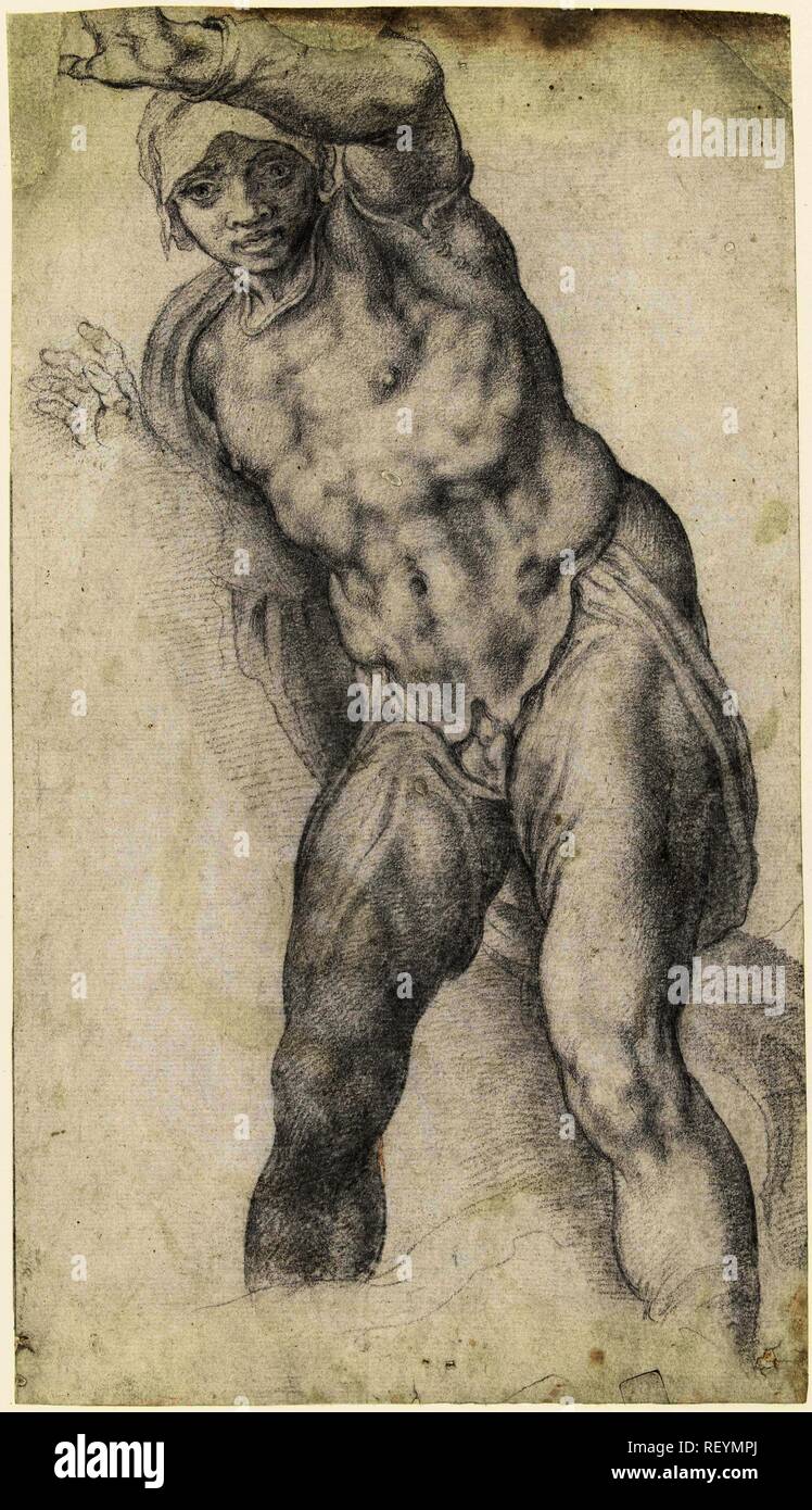 Soldier. Draughtsman: Pellegrino Tibaldi (attributed to). After Michelangelo. Dating: 1542 - 1596. Measurements: h 341 mm × w 194 mm. Museum: Rijksmuseum, Amsterdam. Stock Photo