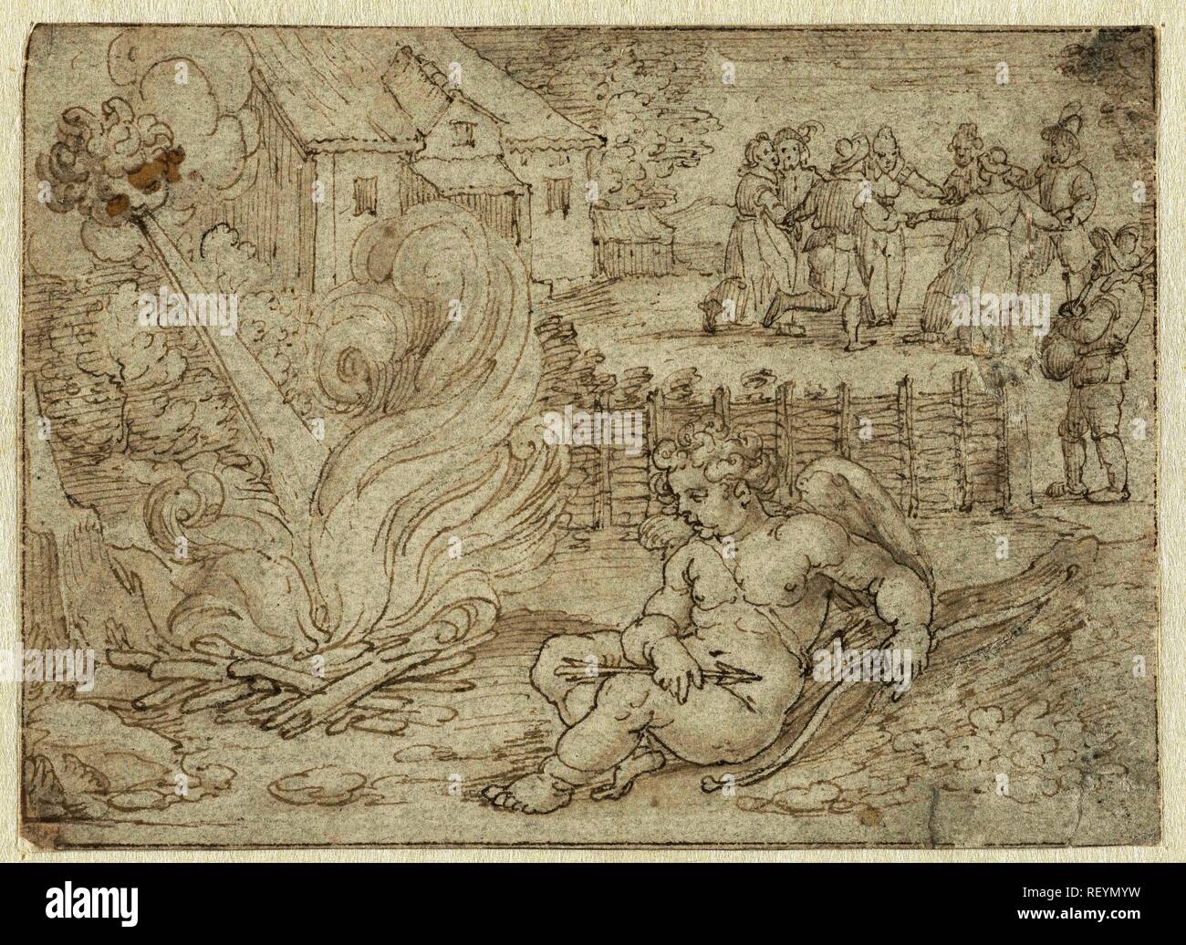 Ziel van mijn ziel. Ame de mon Ame (title on object). Draughtsman: Pieter Serwouters. Dating: 1606 - 1611. Measurements: h 86 mm × w 120 mm. Museum: Rijksmuseum, Amsterdam. Stock Photo