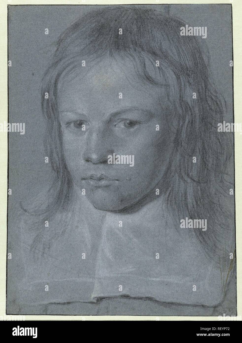 Boy's head. Draughtsman: Abraham Toorenvliet (I). Dating: 1650 - 1692. Measurements: h 333 mm × w 247 mm. Museum: Rijksmuseum, Amsterdam. Stock Photo