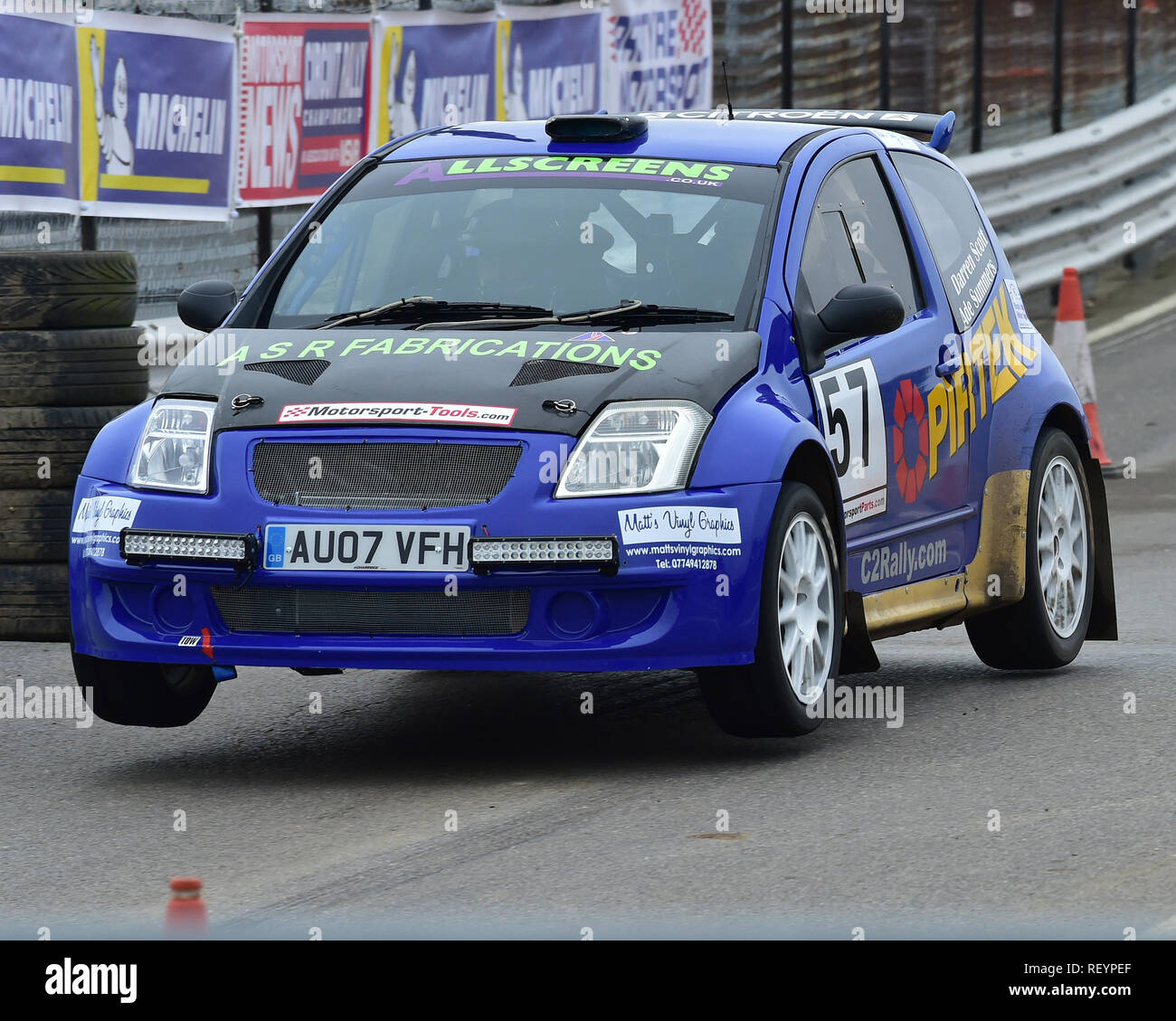 Darren Scott, Ade Summers, Citroen C2 S1600, MGJ Rally Stages, Chelmsford Motor Club, Brands Hatch,  Saturday, 19th January 2019, MSV, Circuit Rally C Stock Photo