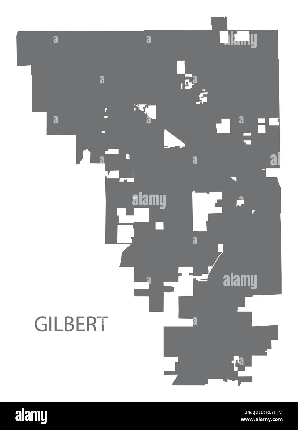 Gilbert Arizona city map grey illustration silhouette Stock Vector