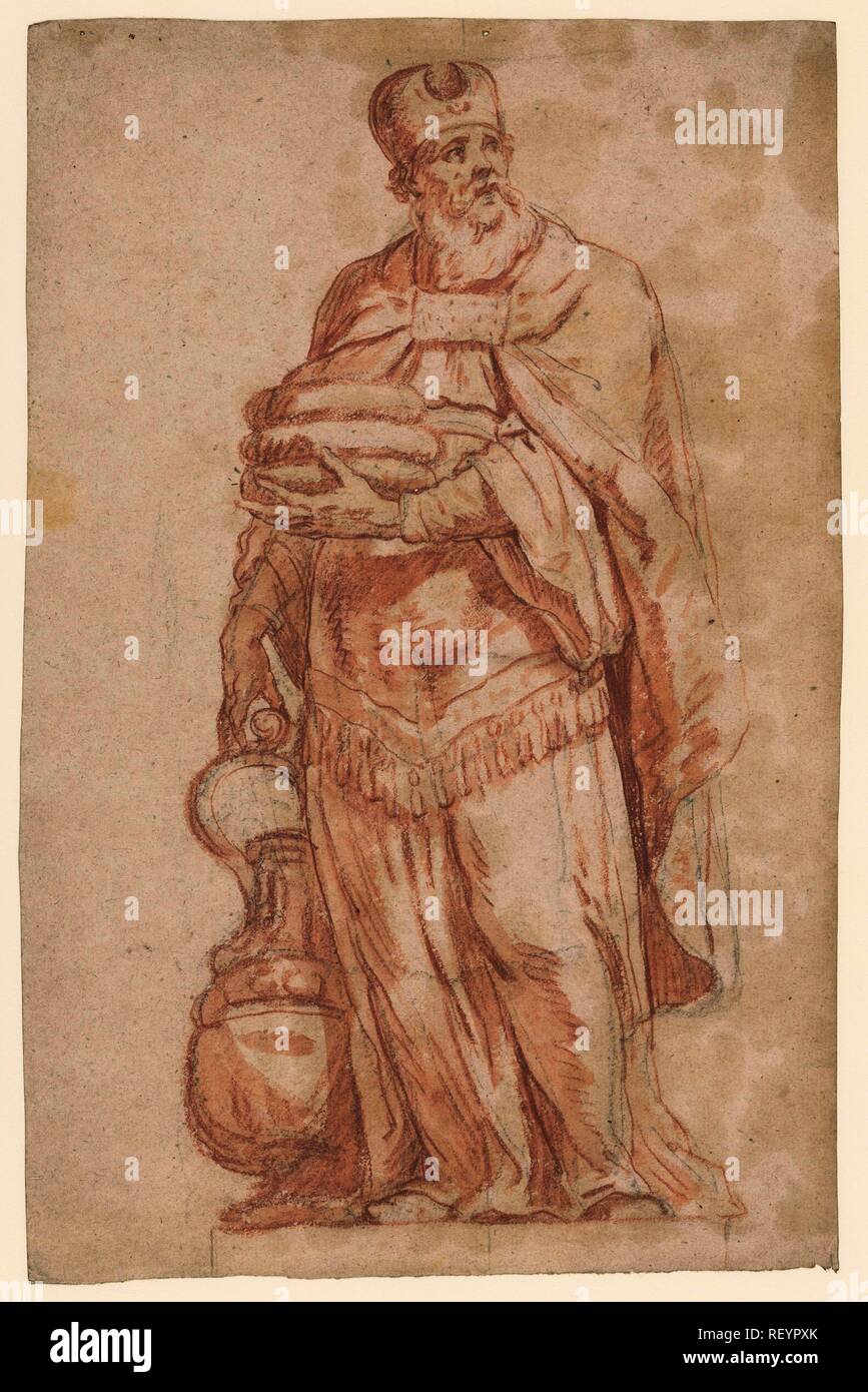 Aaron with the showbread. Draughtsman: anonymous. Dating: 1650 - 1700. Measurements: h 323 mm × w 209 mm. Museum: Rijksmuseum, Amsterdam. Stock Photo