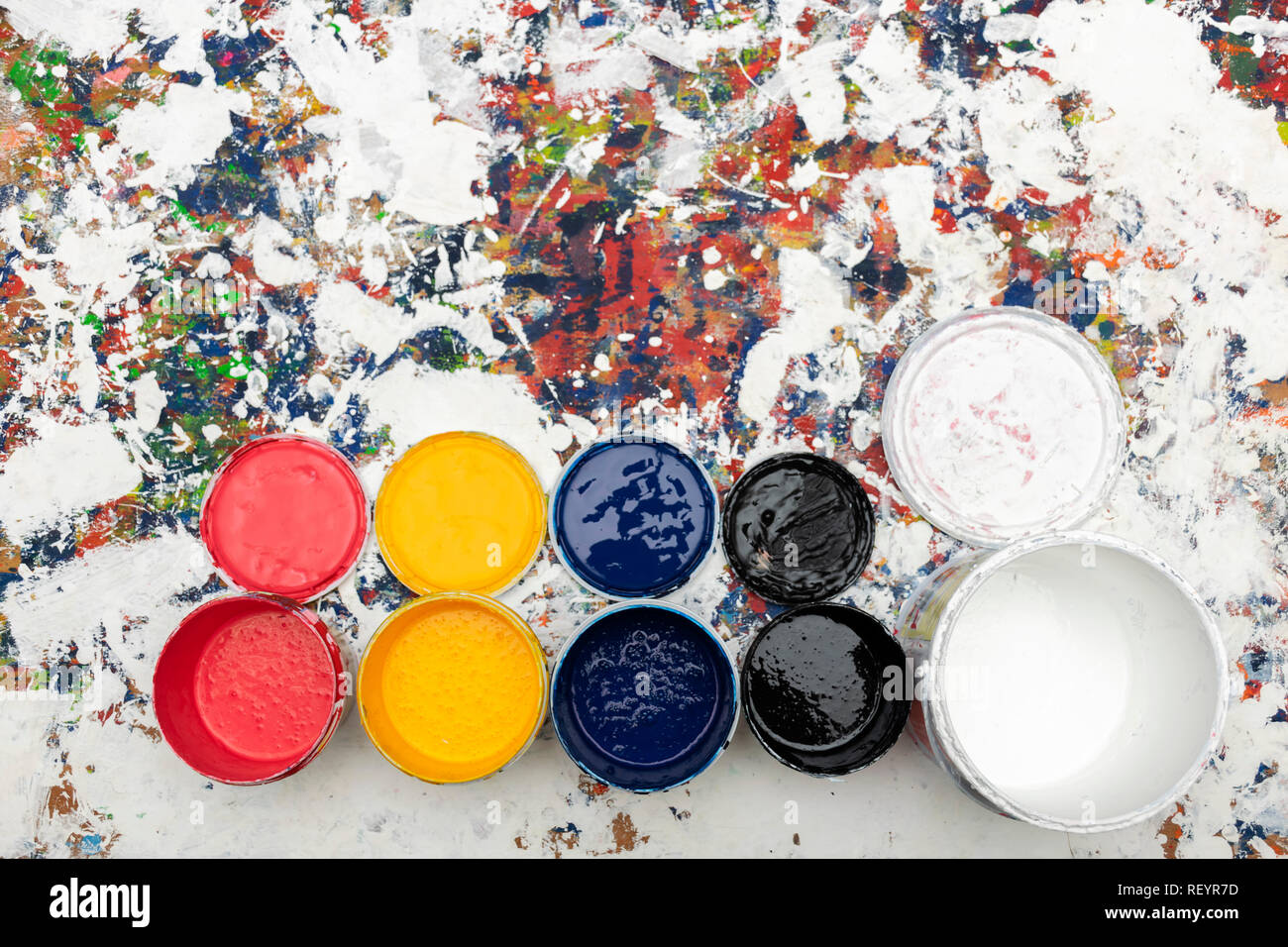 Color tank lined, red, yellow, blue, black, white. Colorful backdrop