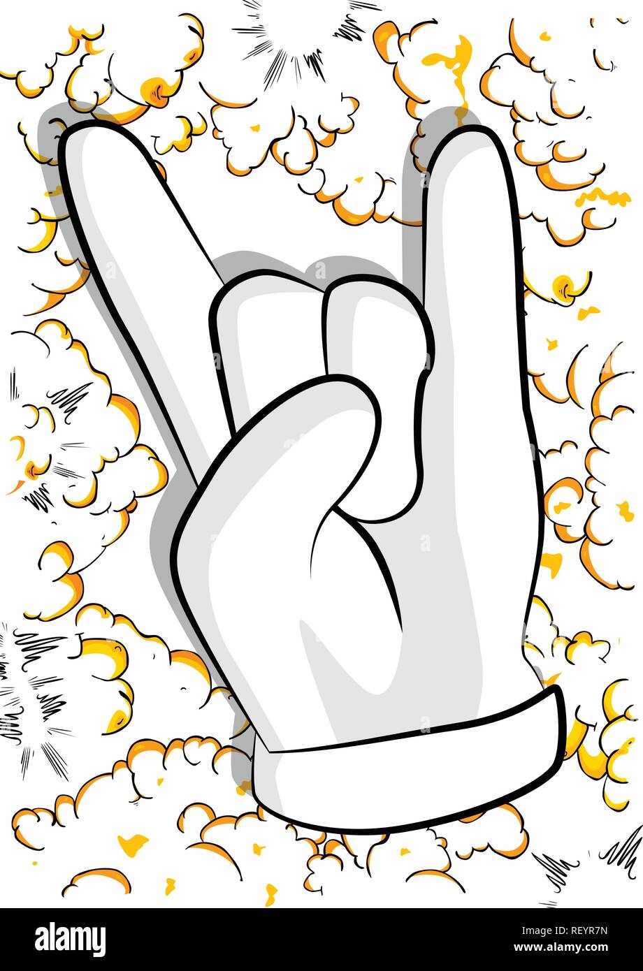 Vector cartoon hand in rocker pose. Illustrated hand expression ...