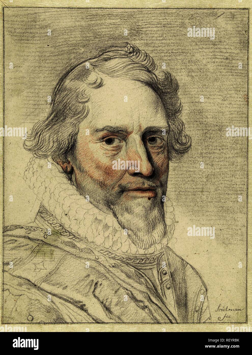 Portrait of Prince Maurits. Draughtsman: Pieter Claesz. Soutman. Dating: 1638 - 1643. Measurements: h 233 mm × w 182 mm. Museum: Rijksmuseum, Amsterdam. Stock Photo