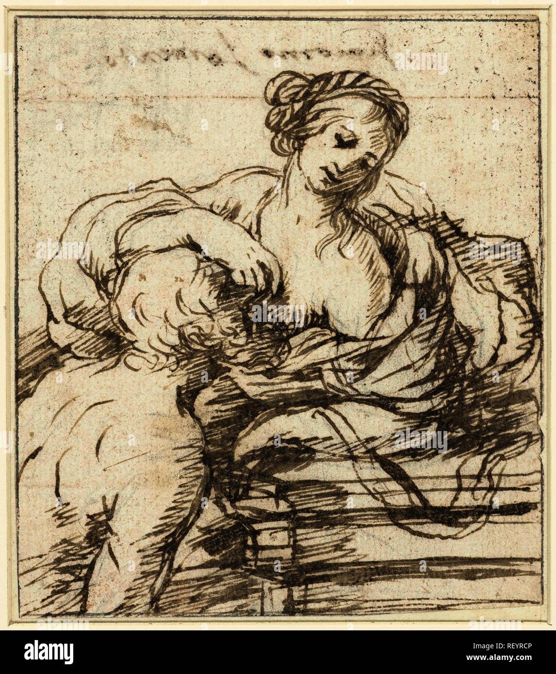 Cimon and Pero. Draughtsman: Giacomo Sementi. Dating: 1590 - 1636. Measurements: h 131 mm × w 115 mm. Museum: Rijksmuseum, Amsterdam. Stock Photo