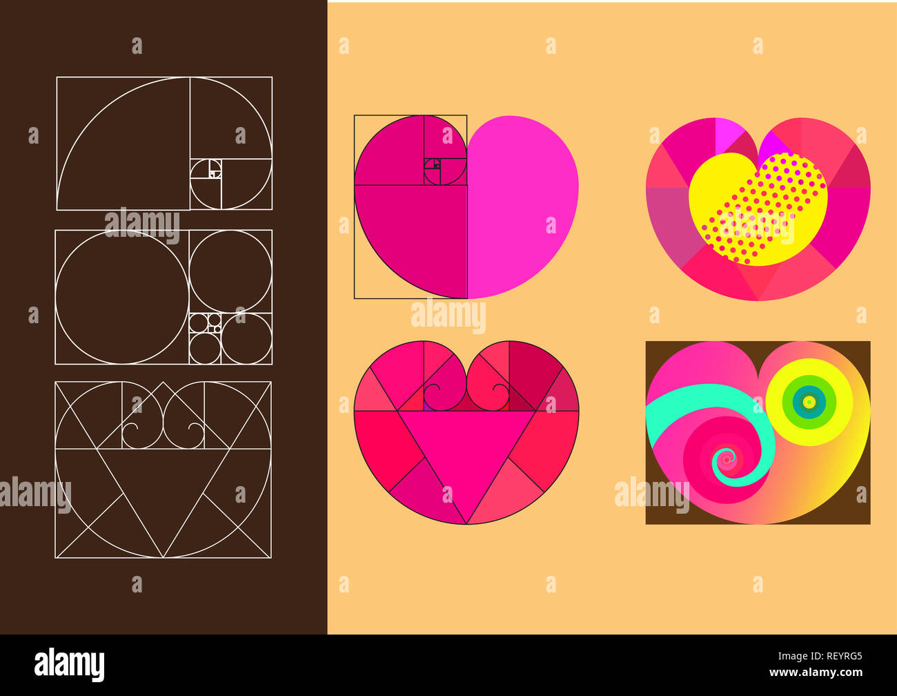Heart symbol in golden ratio, flat illustration style Stock Photo Alamy
