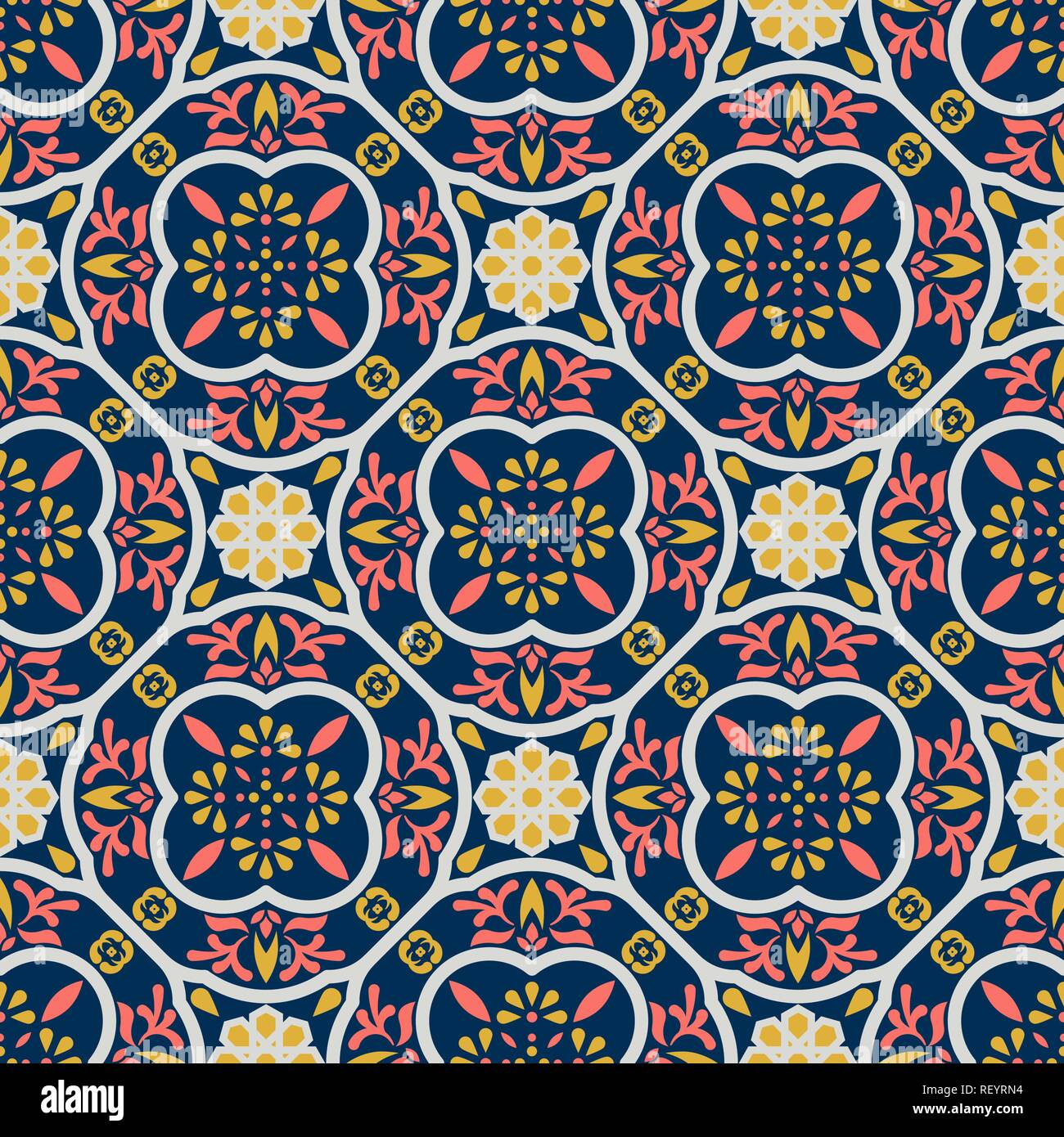 Vintage floor tiles ornament purple vector pattern print. Stock Vector