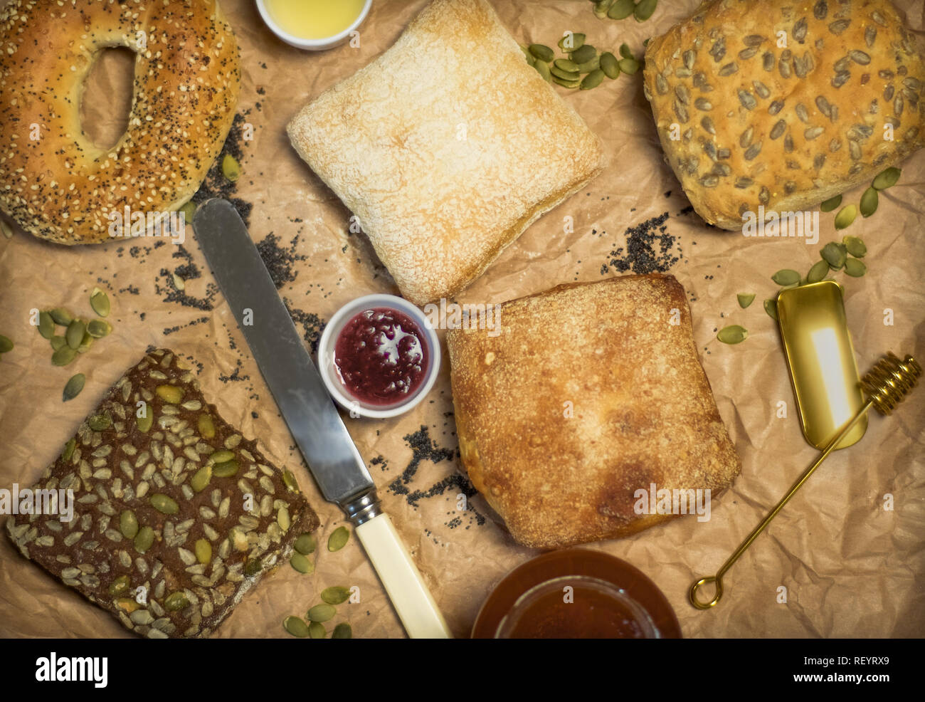 Bagel, fresh baked goods, detail Stock Photo