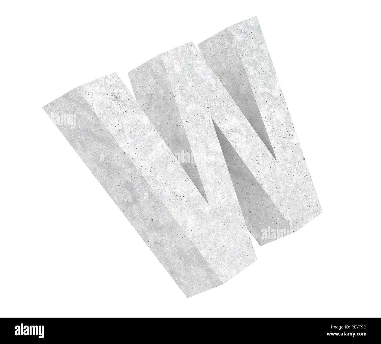 Concrete Capital Letter - W isolated on white background. 3D render ...