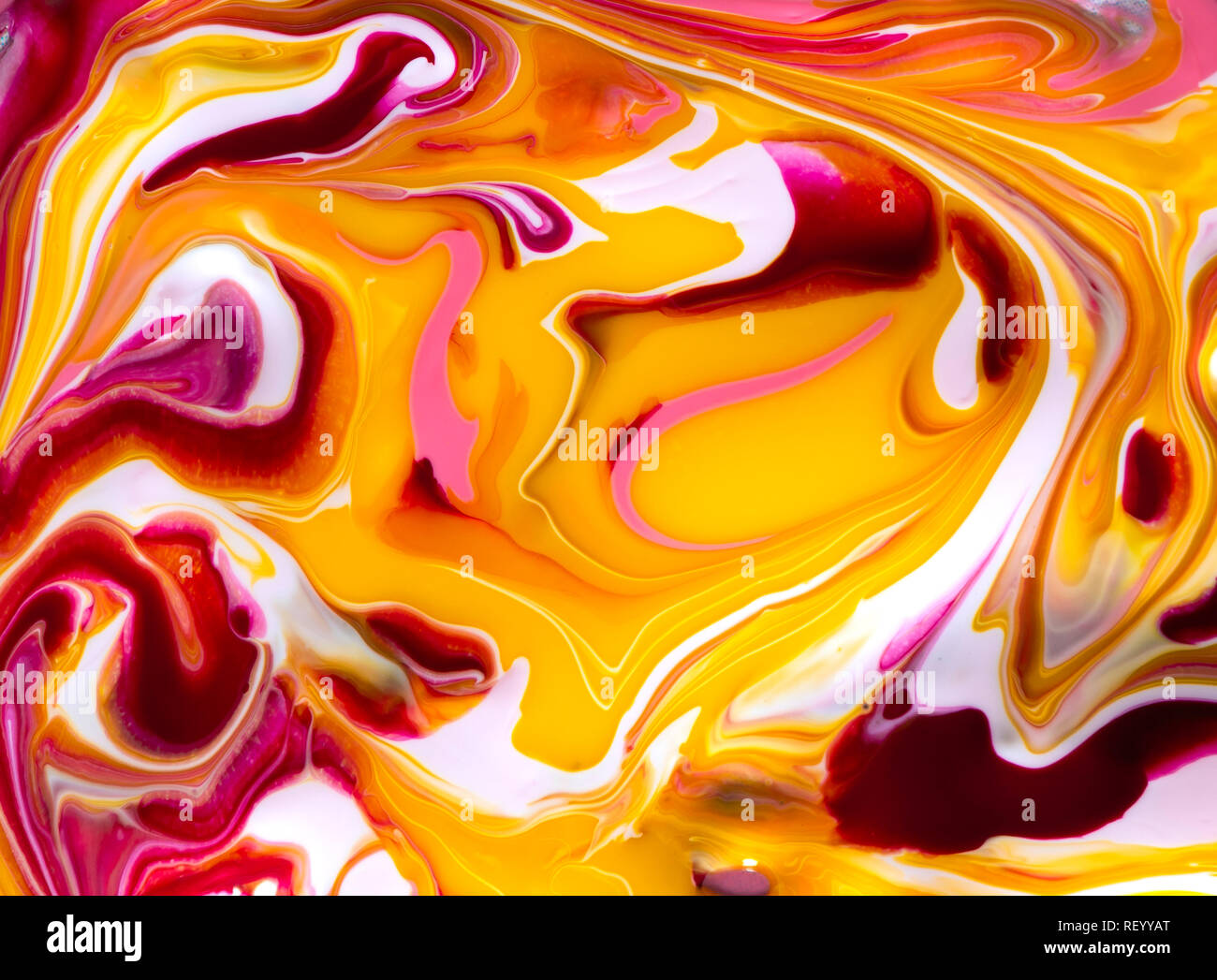 Bright red and yellow marbling texture. Abstract colorful background