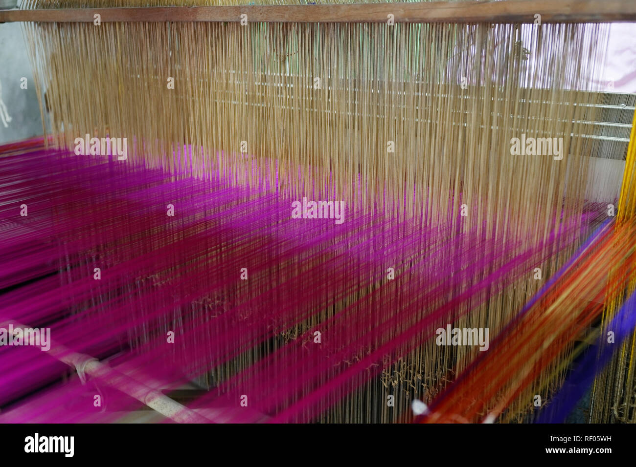 Maharashtra, India January 20, 2019Weaving of Paithani saree using