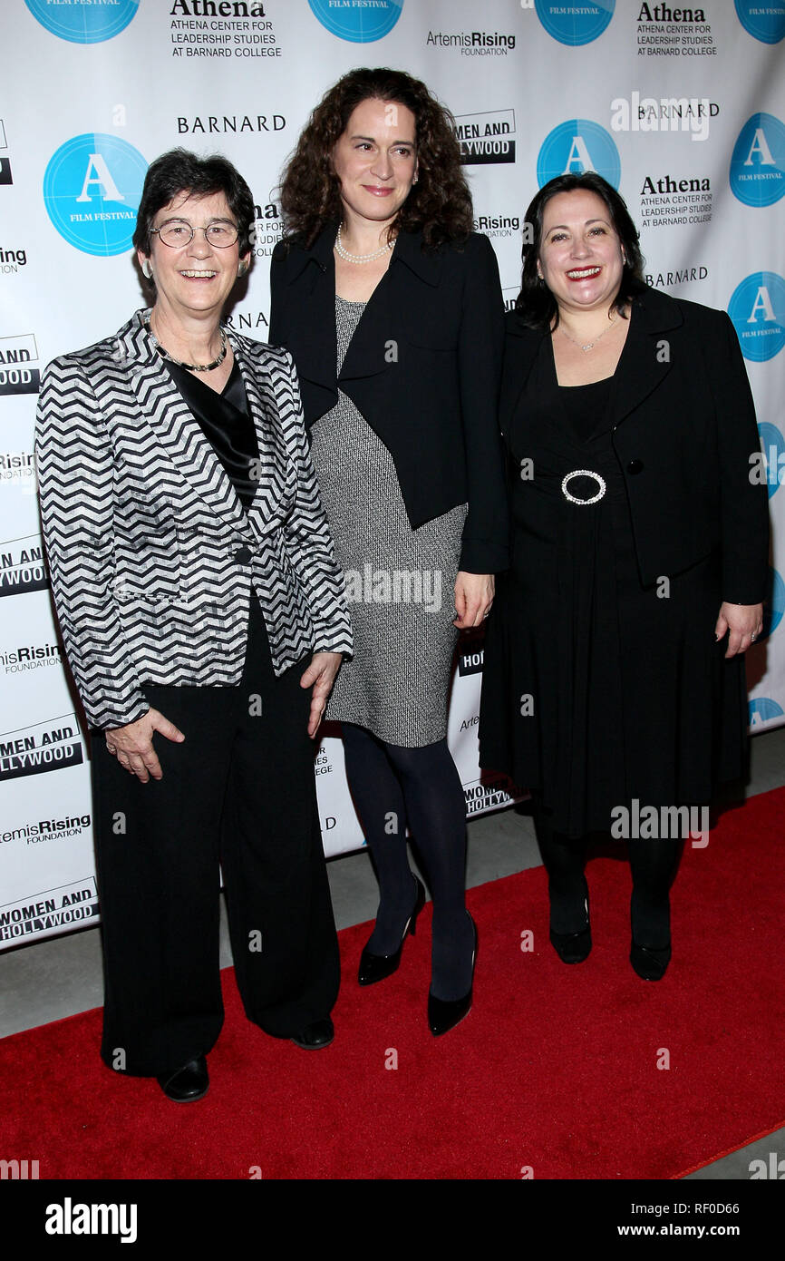 New York, USA. 05 Feb, 2015. Festival co-founders, Kathryn Kolbert, Melissa  Silverstein, Barnard President, Debora Spar at The Thursday, Feb 5, 2015  Athena Film Festival Opening Night Reception at Barnard College in