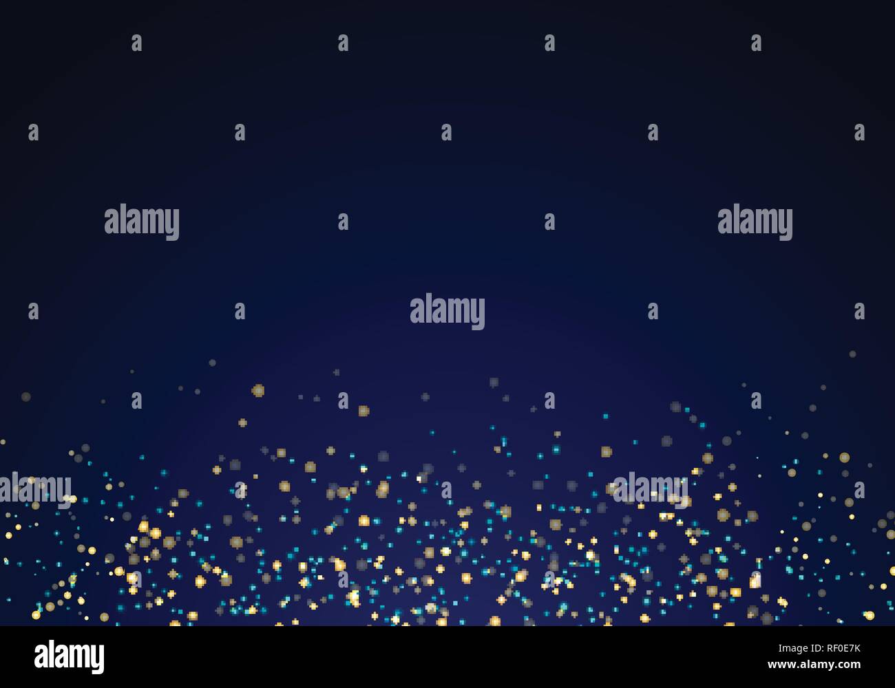 Abstract falling golden glitter lights texture on a dark blue ...