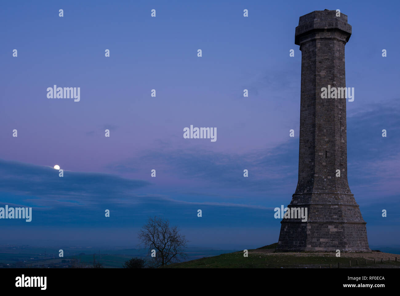 Hardyes Monument Dorset at sunset Stock Photo