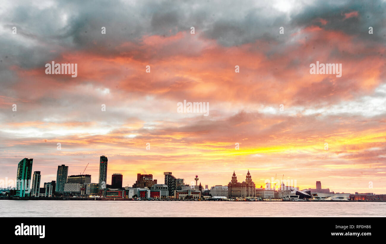 Liverpool coastline, along the Mersey to new brighton Stock Photo